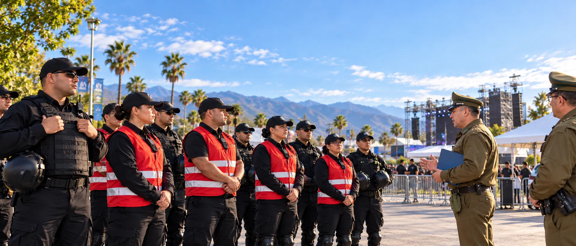 Equipo reforzado de seguridad en evento al aire libre